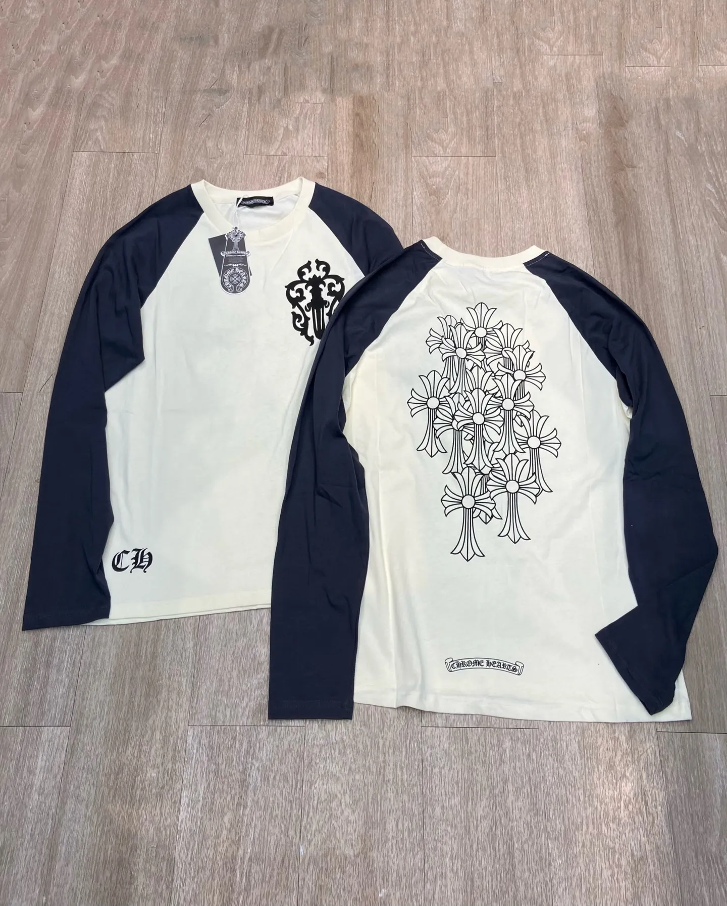 P200 Chrome Heart American luxury brand 25ss early autumn long-sleeved bottoming shirt Size: S M L Color: Apricot